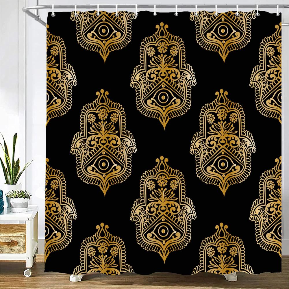 Waterproof Bathroom Shower Curtains Retro Geometric Pattern Washable Fabric Bath Screen 240X180 3D Print Decor Shower Curtain
