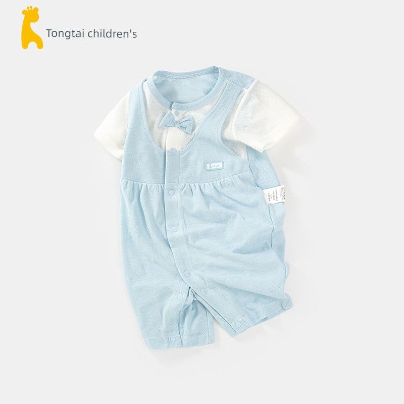 Tongtai Summer Closed Crotch Air Conditioning Clothes Baby Jumpsuit Blue 66