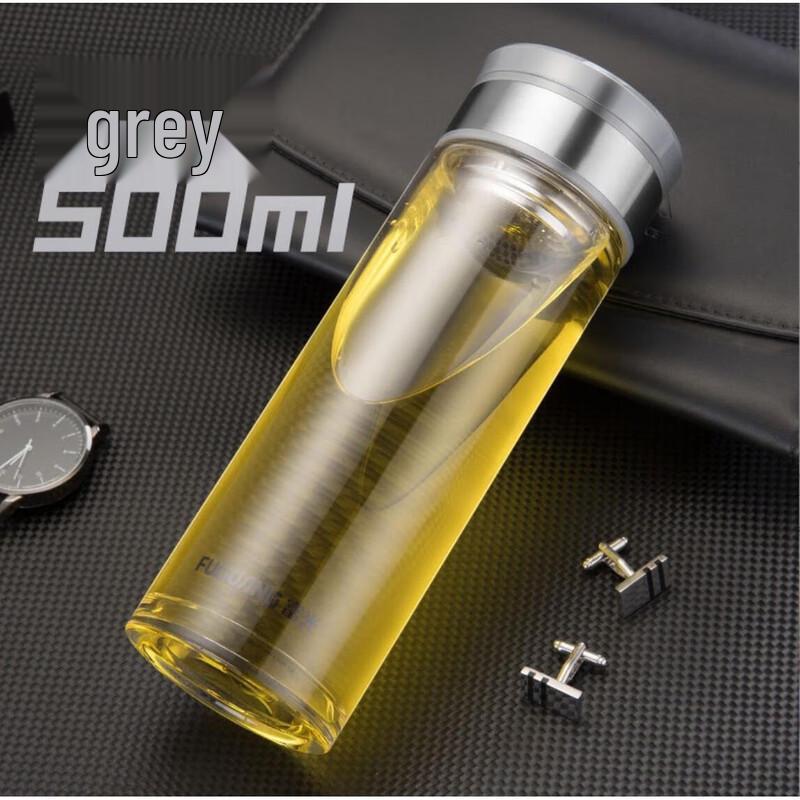 FUGUANG Double-Layer Glass Tea Infuser Mug, 500ml