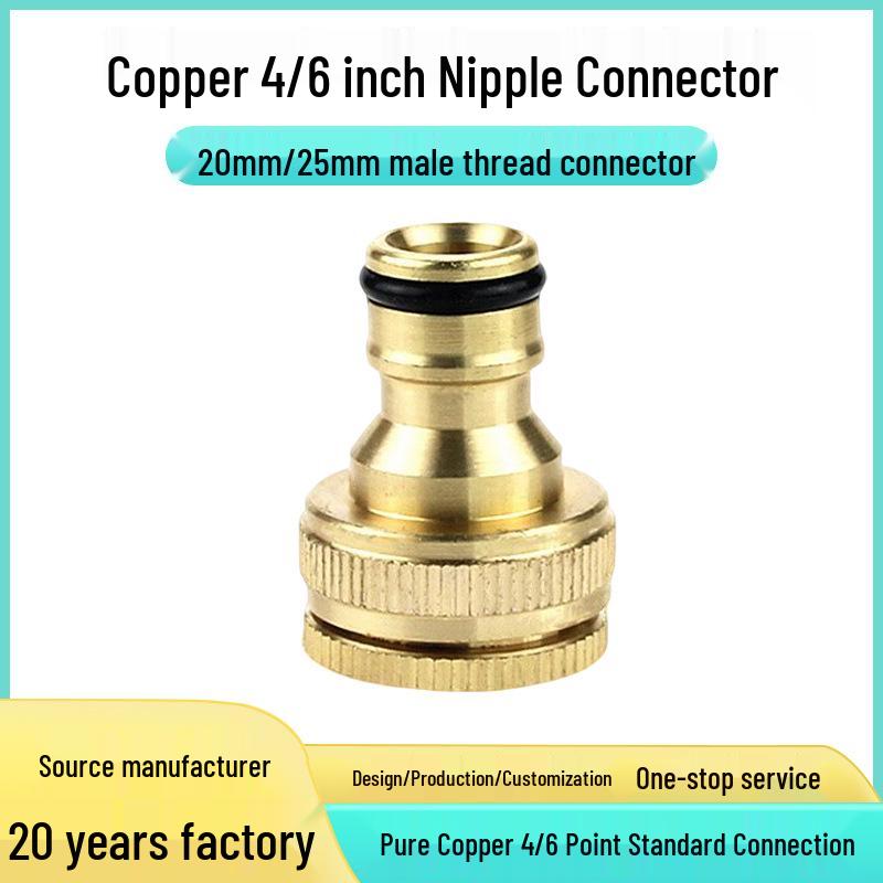All Copper Dual Use Nipple Connector 1/2" & 3/4" Standard Fitting for Car Wash Water Gun - 20mm Internal Thread