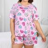 Plus Size Pajamas Women's Short Sleeve Round Neck Loose Homewear