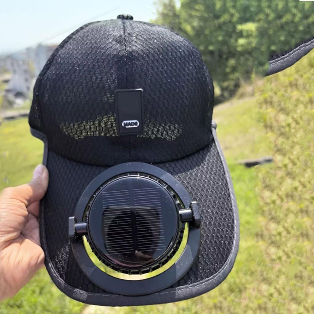 Solar Powered Cooling Hat Adjustable USB Rechargeable Fan Breathable Fabric For Outdoor Hiking Beach
