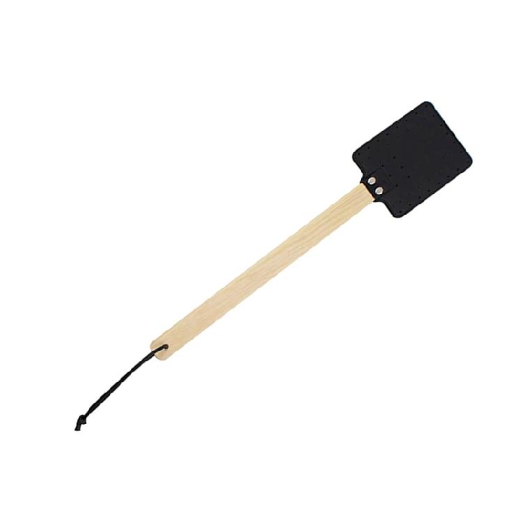 

High Quality Leather Fly Swatters Efficient Wood Handle Fly Swatters Thick Leather Head Swatters For Household Use чорний