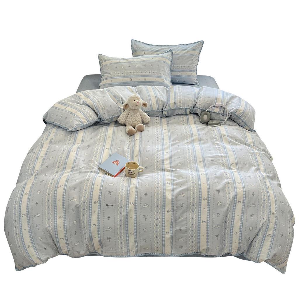 Fresh Spring/Autumn Cotton Girlish Bedding: 3-Piece Duvet Cover and Sheet Set, All-Season Comfort