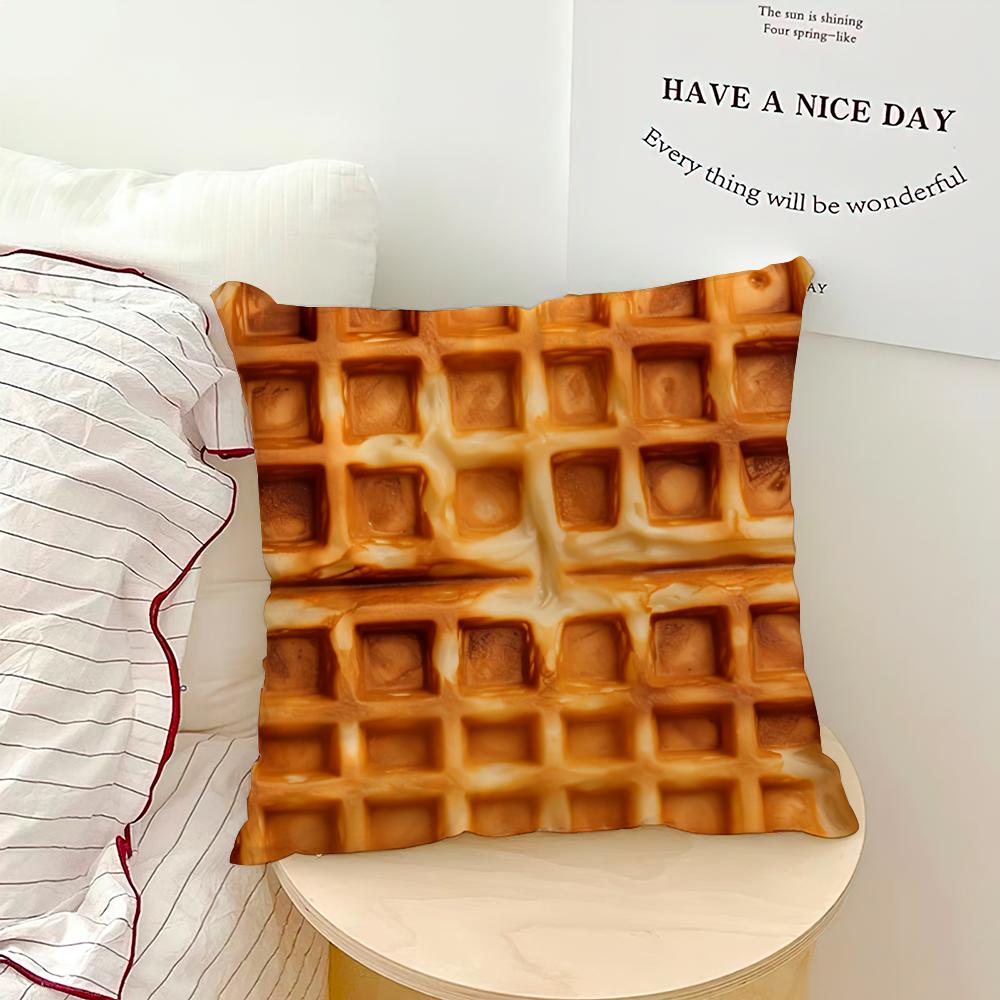 Funny Food Fried Egg Pizza Waffle cushion Living Room Bedroom Headboard Backrest Cushion Square Cushion Nap Time Pillow Case