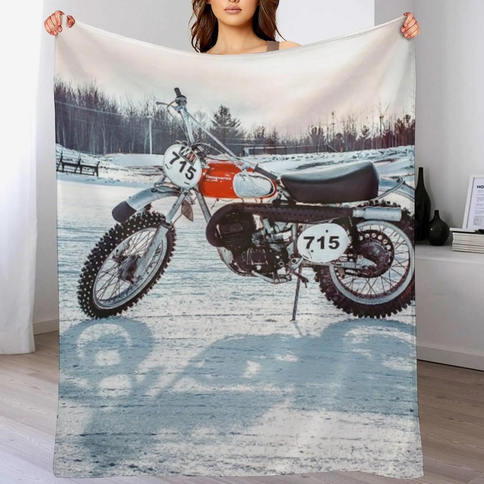 Classic Dirt Bike on Ice Throw Blanket Thin Soft Blanket for Summer Night Sleeping Size: 75*100cm, Weight: 230 GSM