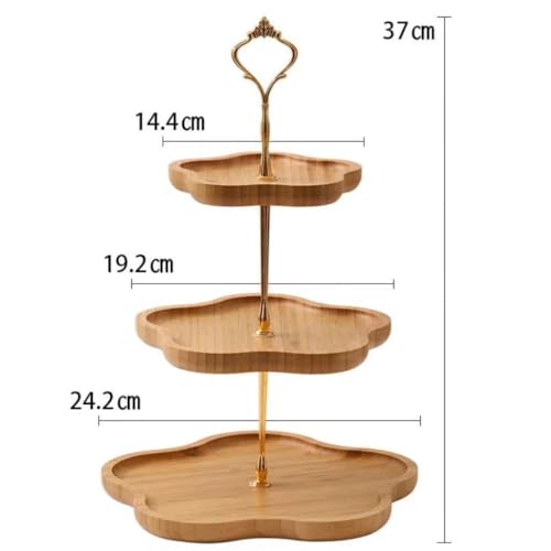 Siawadeky 3-Tier Wooden Cake Stand, Dessert Stand, Afternoon Tea Stand, Assembled, for Displaying and Storing Sweets, Fruits, and Cakes, Perfect for A