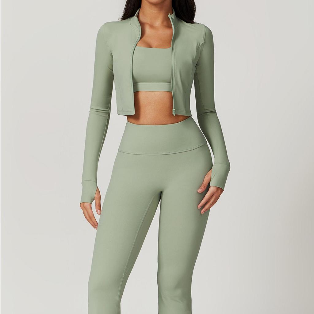 Women's Summer Nude Yoga Suit: Professional 3-Piece Set for Gym, Running, Sports, Fitness (8047)