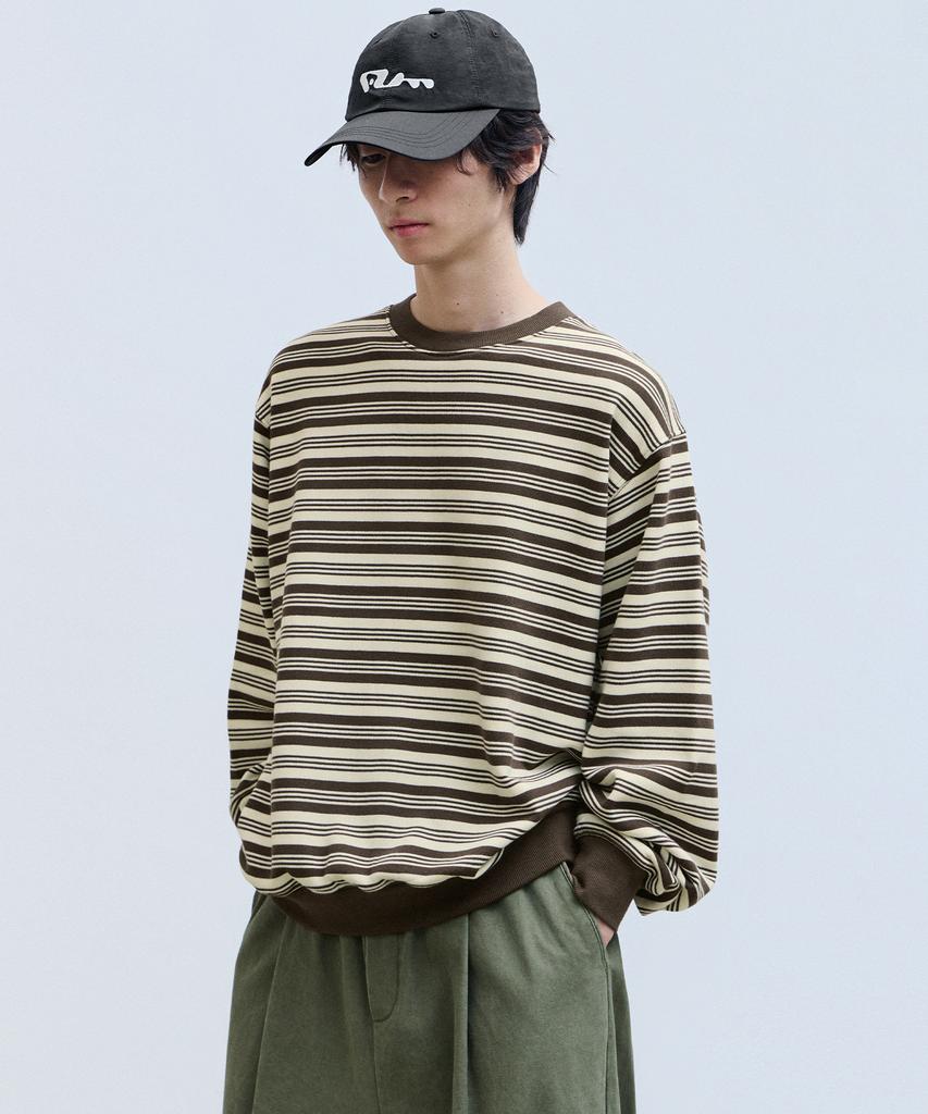 FILLUMINATE Mono Stripe Sweatshirt - Brown