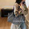 Slack Striped Canvas Tote Bag Women's 2025 New Fashion Commuter Underarm Bag Fashionable Large Capacity Shoulder Bag