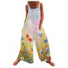 2026 Summer Plus-Size Women's Printed Strappy Wide-Leg Jumpsuit