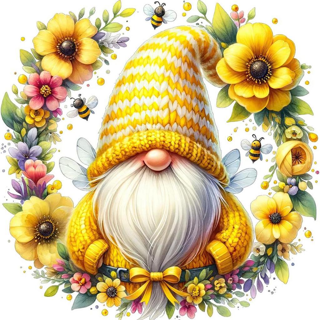Gnome 5D DIY Full Drill Round Diamond Painting Kit for Home Wall Decoration