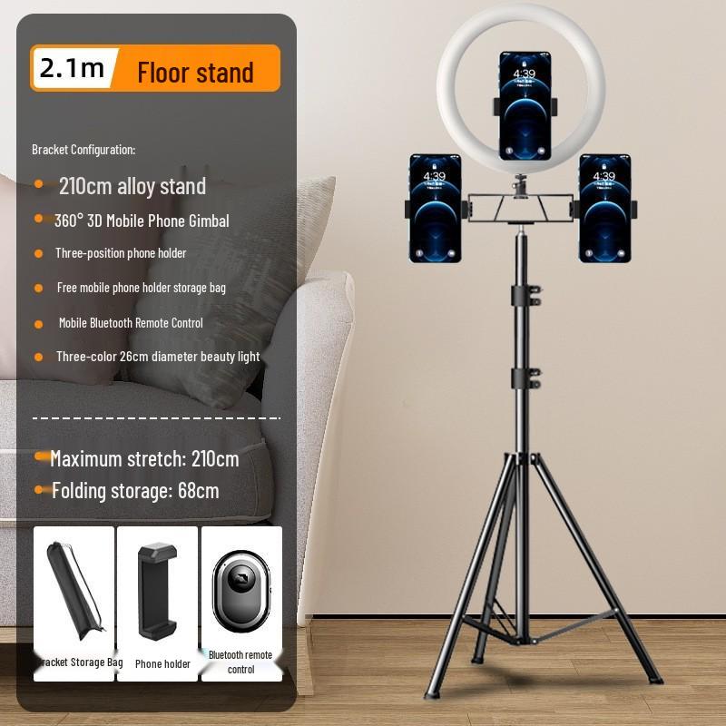 2025 Multi-Camera Pro Live Stream Tripod with Fill Light & Phone Holder
