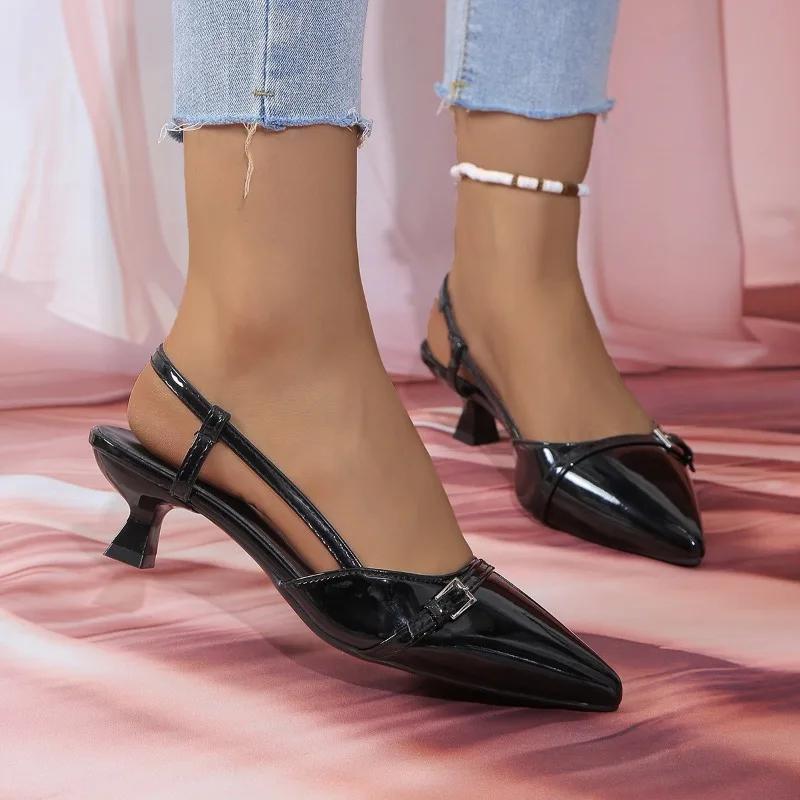 Fashion Ladies Shoes 2024 Fashion Slip on Women's Pumps Autumn Pointed Toe Shallow Solid Dress Stilettos or Thin Heels Plus Size Shoes