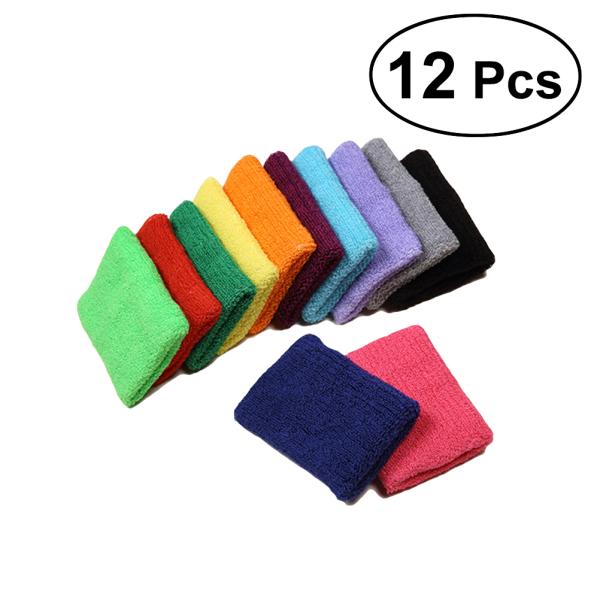 Buy 12pcs Colorful Wristbands Cotton Terry Cloth Athletic Wrist Brace