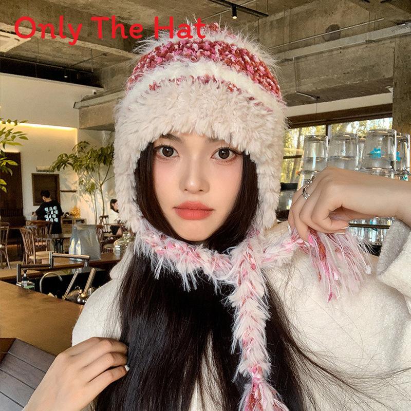 

Cozy Polyester Color Block Knit Hat With Face Enhancing Fit For Casual Daily Wear бежевий