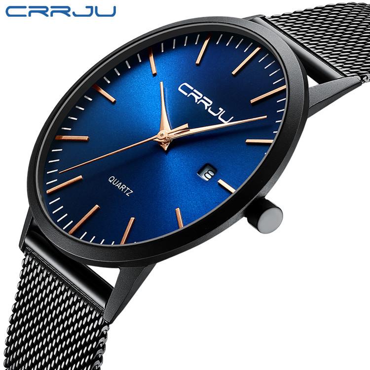 CRRJU 2172 Men's Casual Watch - Simple, Ultra-Thin Design with Calendar for Students and Professionals