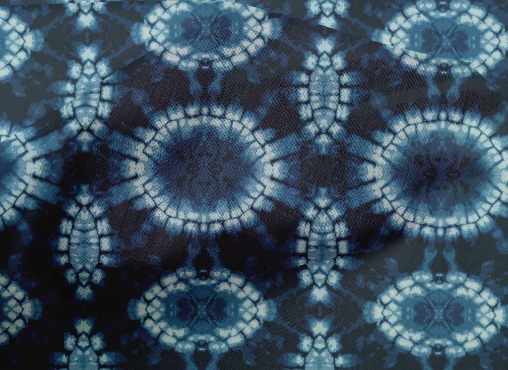 oneOone Baumwoll-Popeline Dunkelmarineblau Stoff Batik Shibori Stoff Zum Nähen Bedruckter Bastelstoff Meterware 42 Zoll