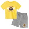 Children Summer Charming Rose Letter Bear Print T-shirt+Shorts Set Boys Girls Casual Toddler Sports First Choice Clothes