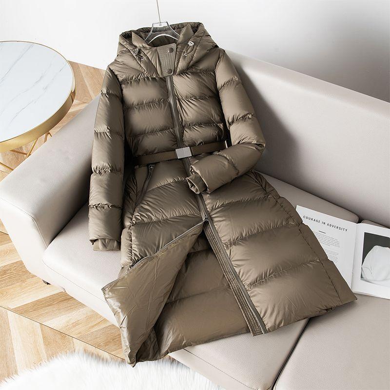 

Модный Ветер Необычный Пояс Пуховик Женский Средней Длины Длинный Длиной Ниже Колена Кулиска Приталенный 2024 Зима Новое Поступление 90 Вельвет Gray Green S(40.00 kg-52.50 kg)