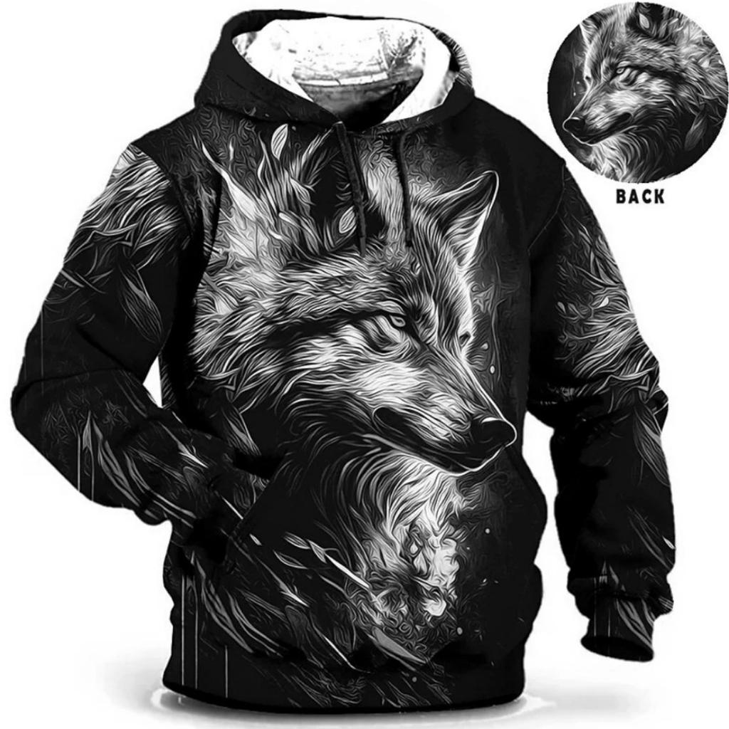Vintage Tiger Men's Hoodie 3d Print Tops Fashion Animal Graphics Long Sleeve Men Oversized Streetwear Tees