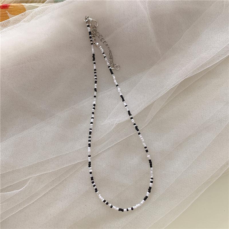 Collier de perles de couleur rétro, Collier de perles de riz arc-en-ciel style fille, Collier de couleur bohème