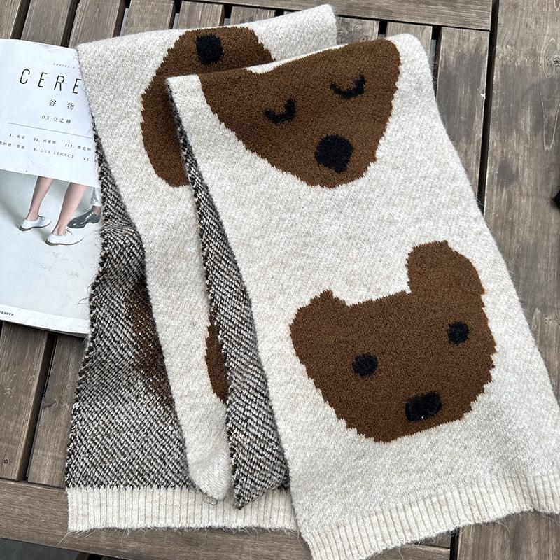 Cartoon Cute Dog Knit Scarf - Korean Style Warm & Fun Neck Warmer