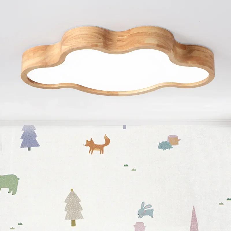 Nordic Log Japanese Ceiling Light Children's Room Thin Cloud wood Ceiling Lamp