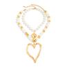 Exaggerated Big Love Heart Pendant Choker Necklace Y2K Gothic Imitation Pearl Chain Jewelry for Women Party Daily Wear