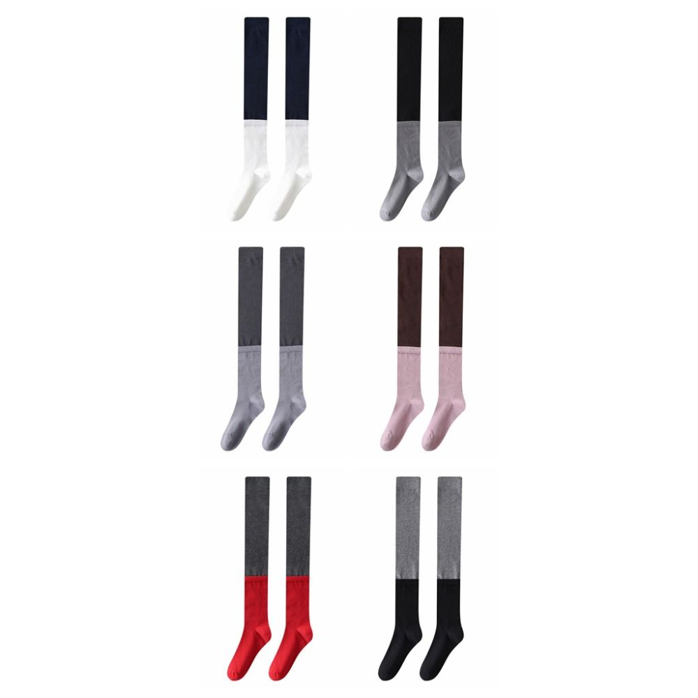 Simple Patchwork JK Lolita Socks Ins Over-knee Long Tube Stockings Japanese Style Hosiery Thigh High Stockings College