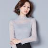Bright Silk Transparent Mesh Base Shirt for Women Long Sleeves New Spring and Autumn Style Half Turtleneck Transparent Shirt Short Glitter Silk