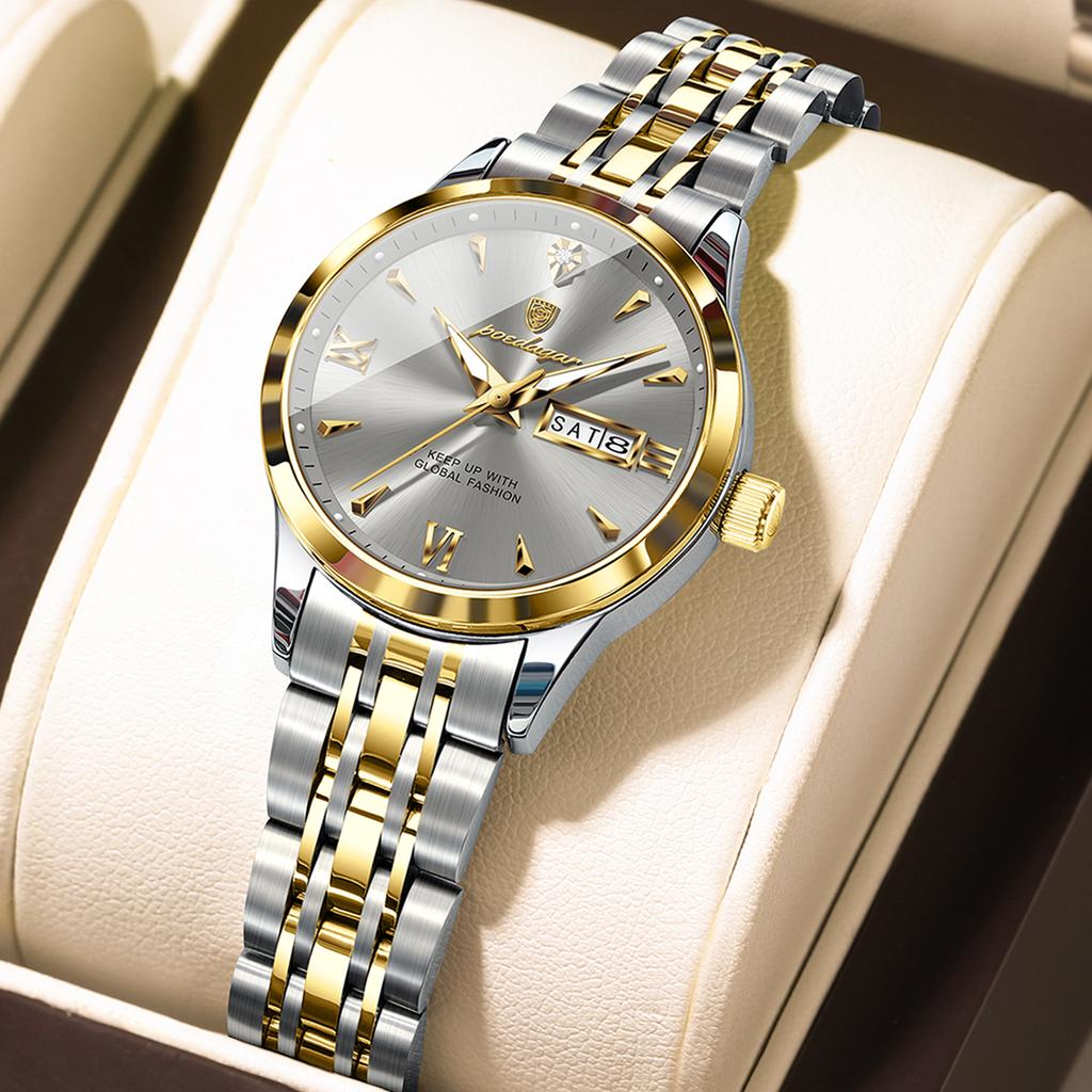 504 Luxury Alloy Case Stainless Steel Strap Waterproof Luminous Lady Watch