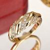 Huitan Gold Color Women Ring Twist Design Inlaid Bright Cubic Zirconia Fashion Accessories for Party Wedding Luxury Zircon