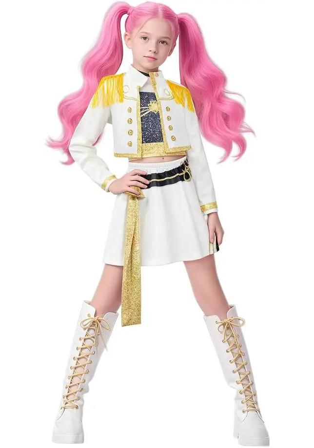 2025halloweenCostume de Cosplay chasseur de démons, Rumi Zoey Mira, Style filles, vêtements de spectacle sur scène pour