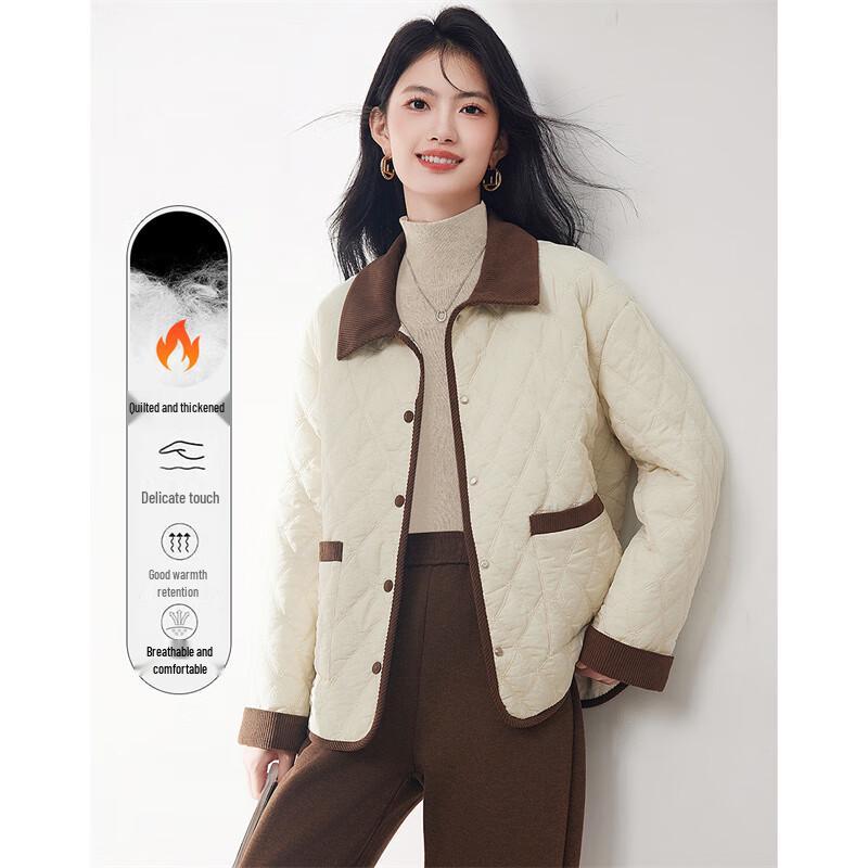 

Женская стеганая куртка-пуховик с контрастным воротником M