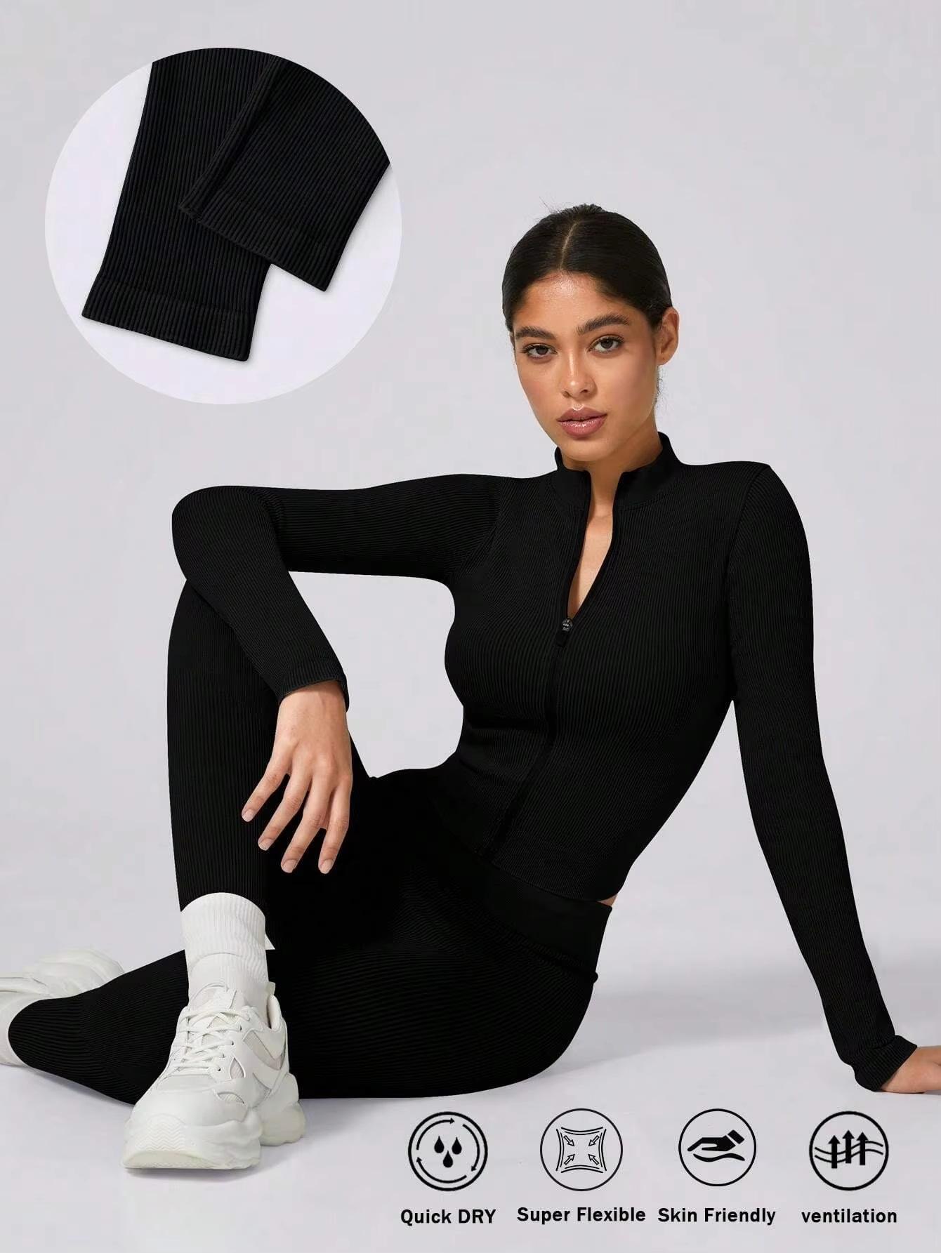 

JYL Yoga Shorts Trousers Suit Open Neck Zipper Short Sleeve Jump Dance Sexy Outfit S безодня