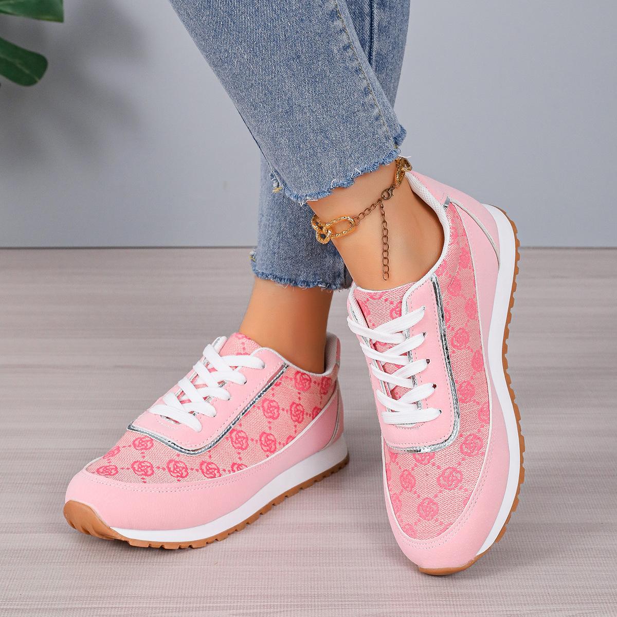 

Women s Spring Sports Casual Shoes with Round Toe and Color Matching Flats 36 рожевий