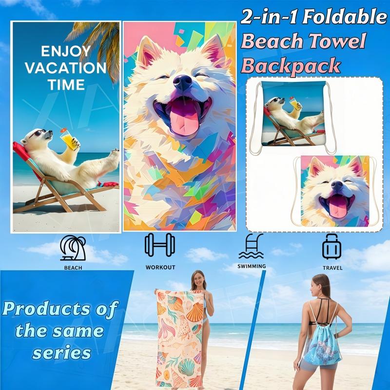 Multi-functional 2-in-1 Beach Towel Backpack Convertible Storage Bag, Essential for Swimming, Picnics, and Vacations