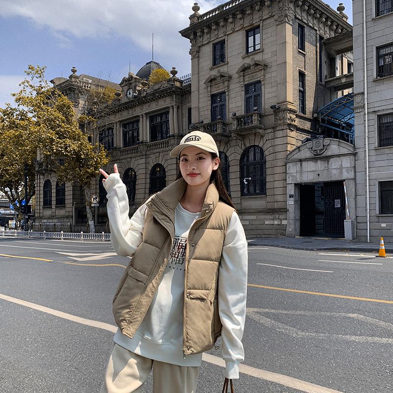 Irregular Pocket Down Cotton Vest Women's Fashion Loose and Thin Vest Vest Cotton Coat Warm Jacket Tide