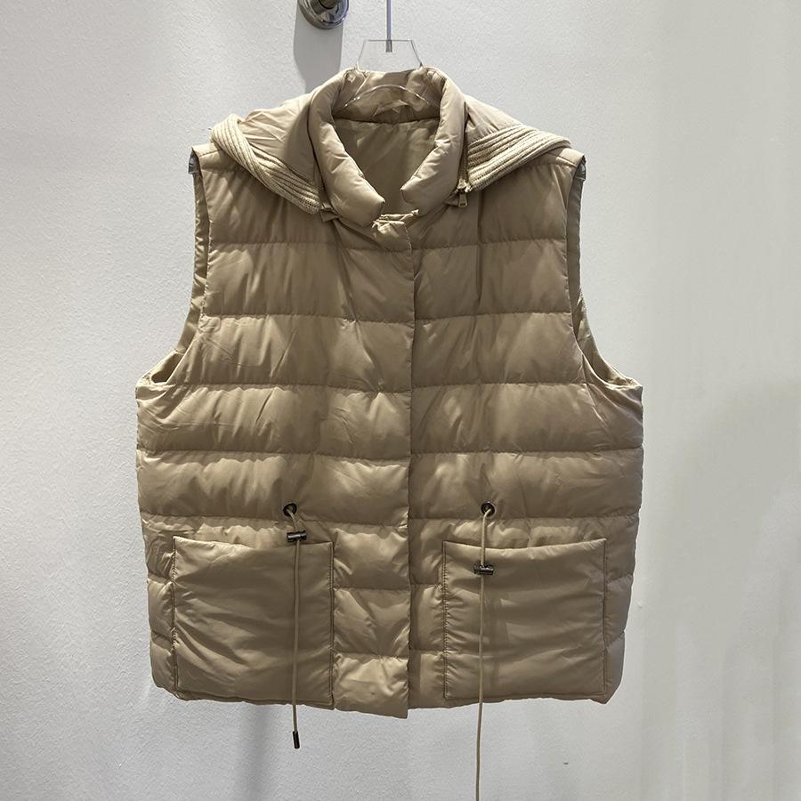 New Autumn and Winter European Light and Thin Short Removable Knitted Hat White Goose Down Vest Vest Down Jacket