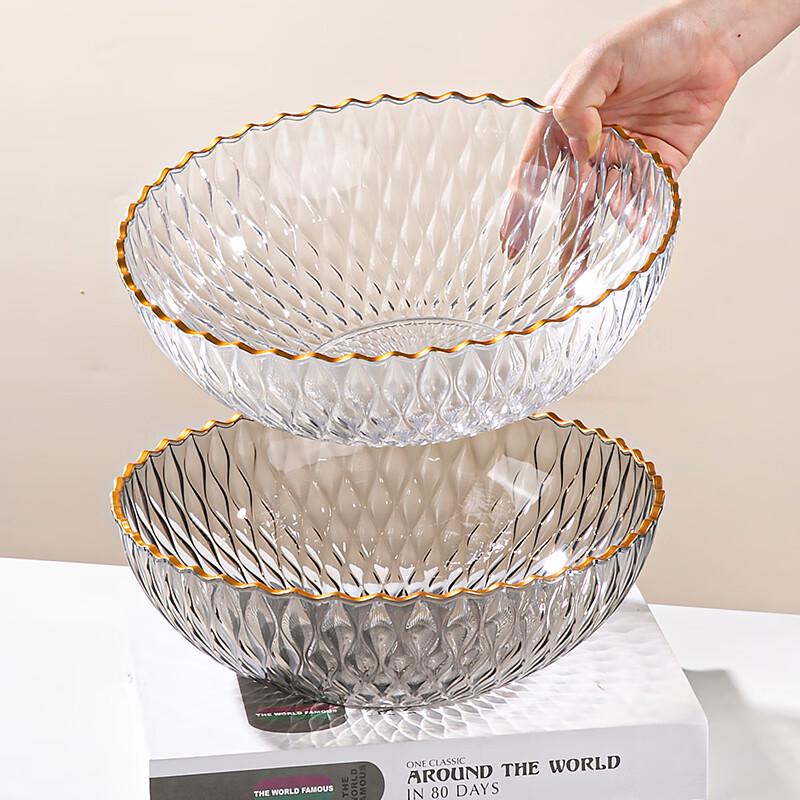 Hanyou Japanese Style Gold Rim Plastic Fruit Plates (2-Pack)