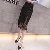 Single-breasted Lace Patchwork Sexy Skirt Women Fashion Solid Color Slim High Waist Skirts