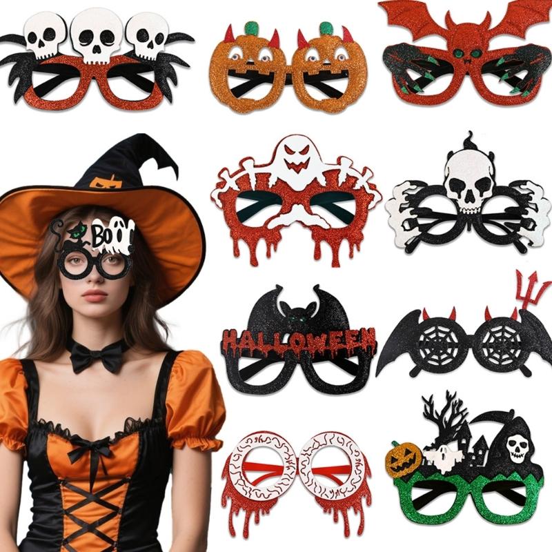 Pack of 3 Halloween Party Eyewear Pumpkin Bat Skull Decorations Comfortable Fit Glasses Accessories For Kids Adults