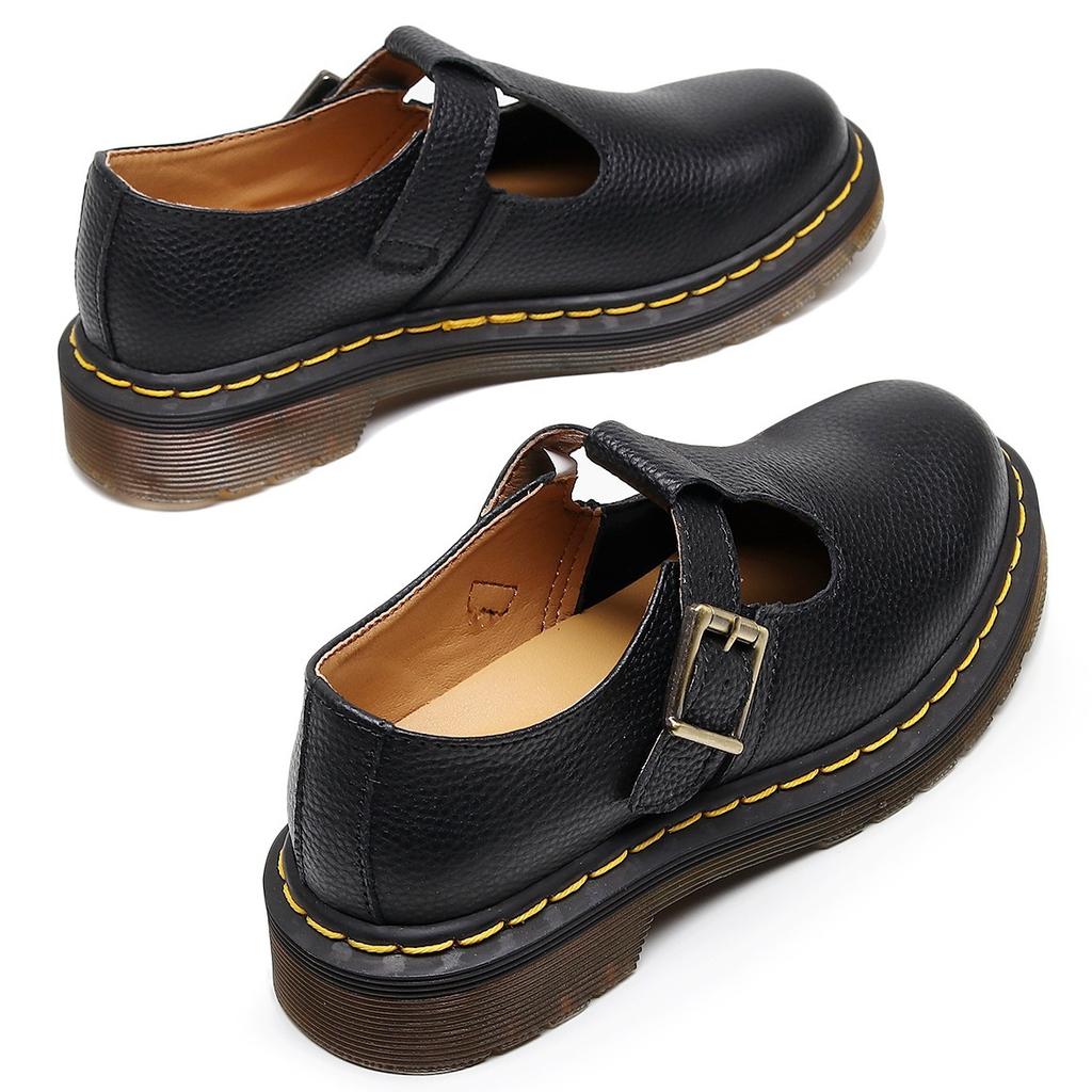 Neue Mary Jane Schuhe mit T-Riemen aus echtem Leder, niedrig geschnittene kleine Lederschuhe für Damen mit Litschi-Muster, erste Schicht, Studenten-Freizeitschuhe