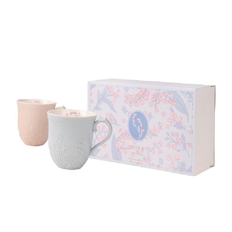 Lily of the Valley Embossed Ceramic Mug Set