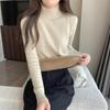 Autumn and winter semi-turtleneck velvet thickened top women's warm inner round neck long-sleeved T-shirt women's base versatile sweater