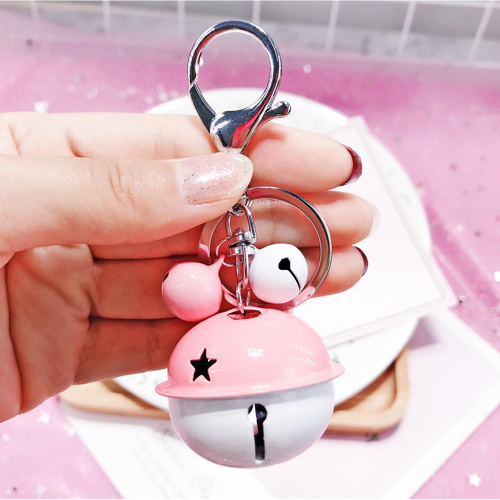 Trendy Metal Car Cartoon Keychain With Cute Bell Multiple Color Options Gift