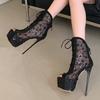 Fashion Eilyken Design Style Breathable Mesh Peep Toe Women Ankle Boots Sandals Fashion Zipper Platform Thin High Heels Stripper Shoes
