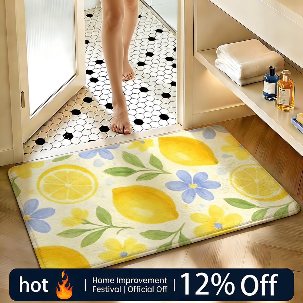 Soft Absorbent Non-Slip Rug Pattern lemon pattern Floor Mat Home Decor Doormat Bedroom Floor Mat Shower Carpet