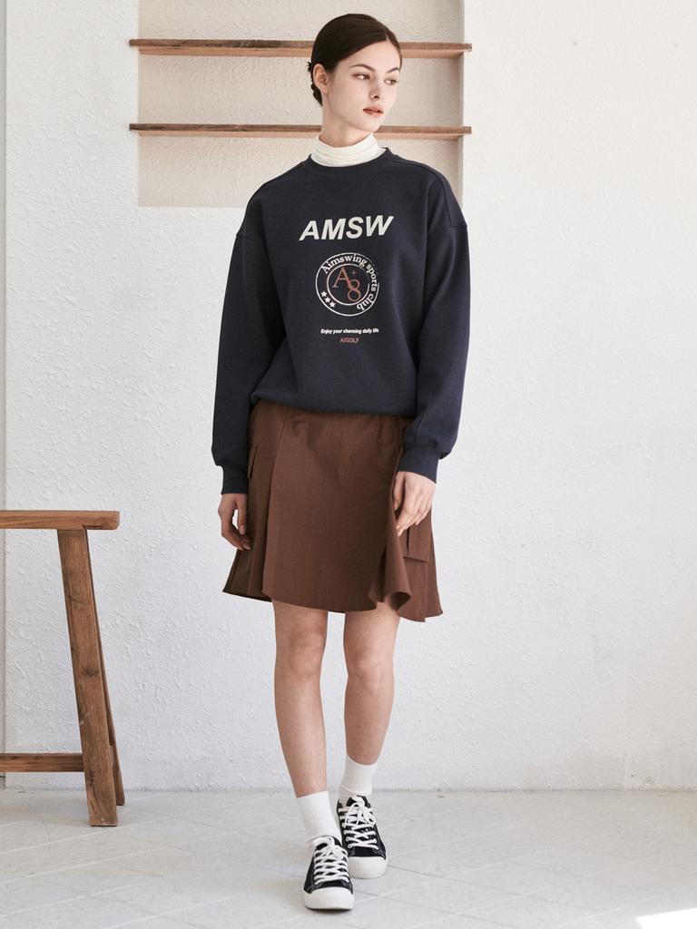 Aim Swing Pocket A-Line Flare Skirt (Brown)